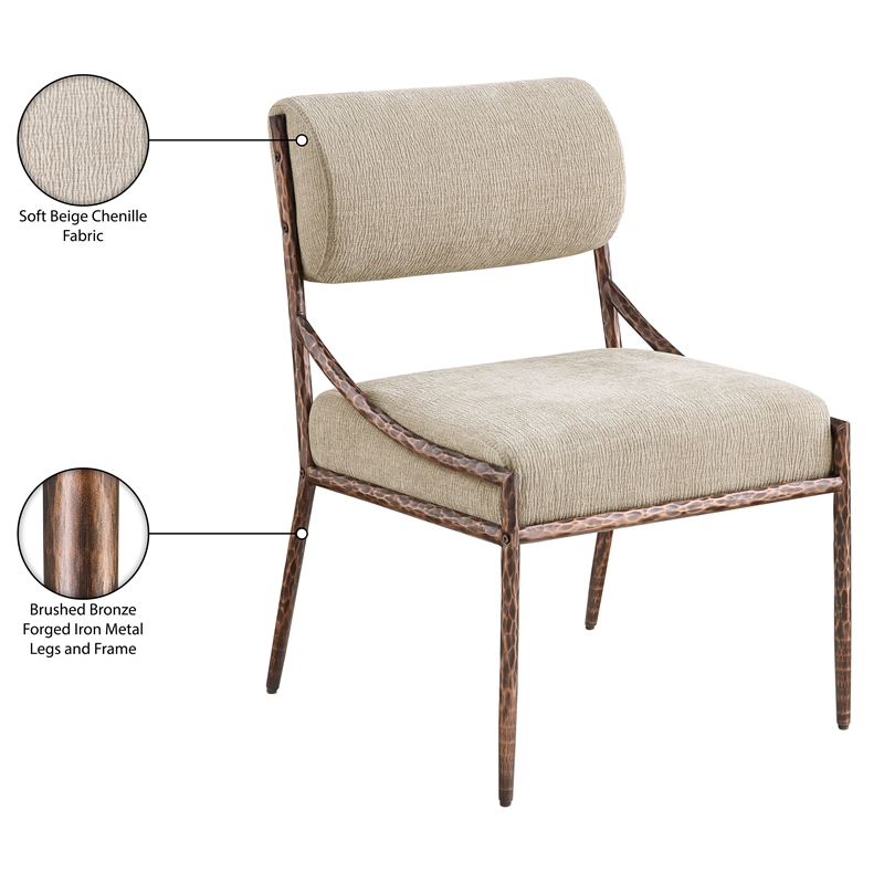 Meridian Furniture Bastille Beige Chenille Fabric Dining Side Chair (Set of 2)