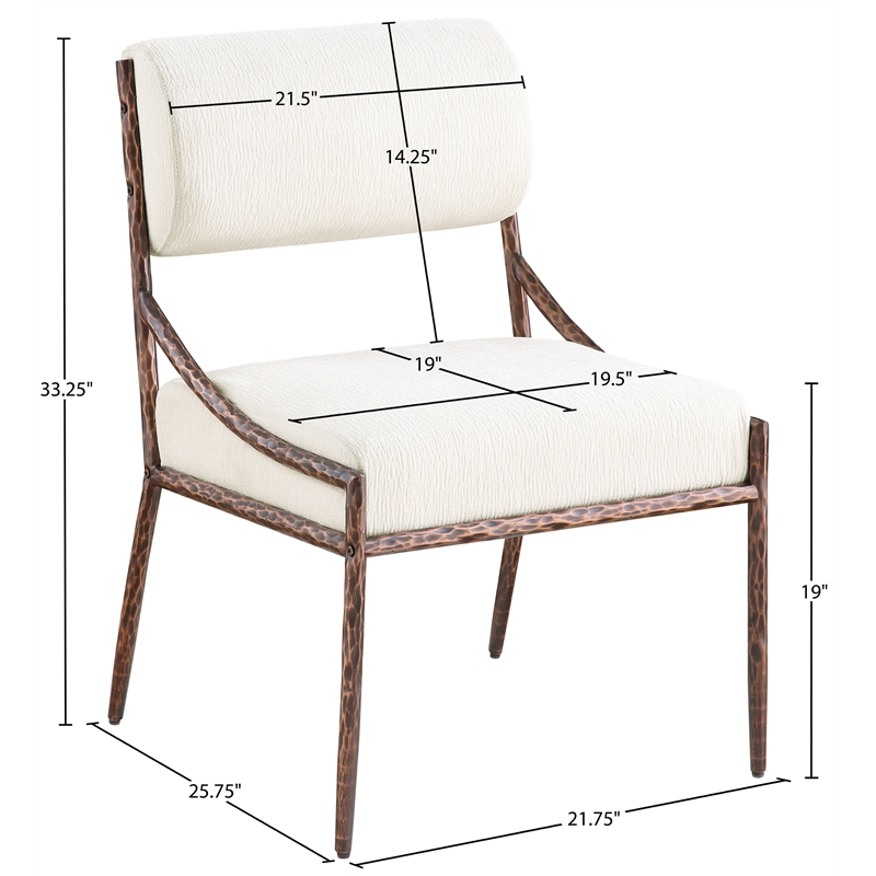 Meridian Furniture Bastille Cream Chenille Fabric Dining Side Chair (Set of 2)