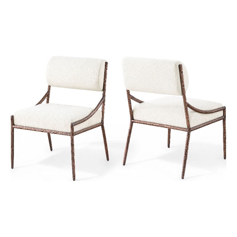 Meridian Furniture Bastille Cream Chenille Fabric Dining Side Chair (Set of 2)