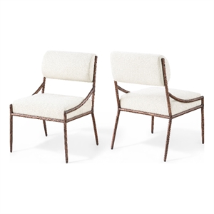 Meridian Furniture Bastille Cream Chenille Fabric Dining Side Chair (Set of 2)