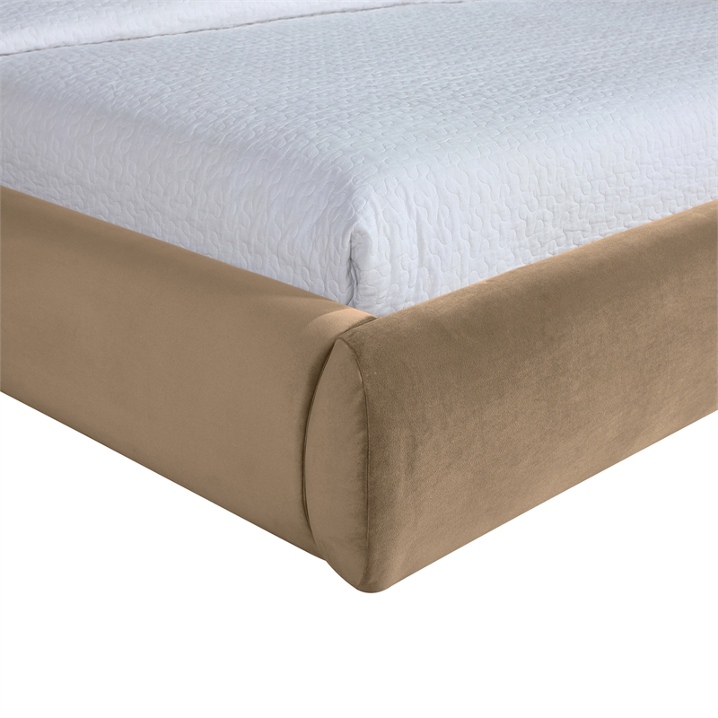 Meridian Furniture Celine Beige Velvet Upholstered Full Bed