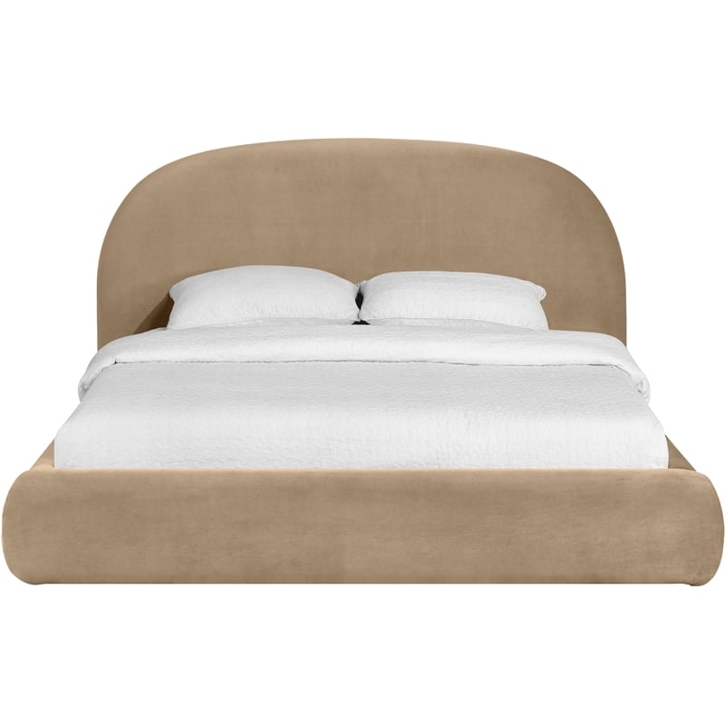 Meridian Furniture Celine Beige Velvet Upholstered King Bed