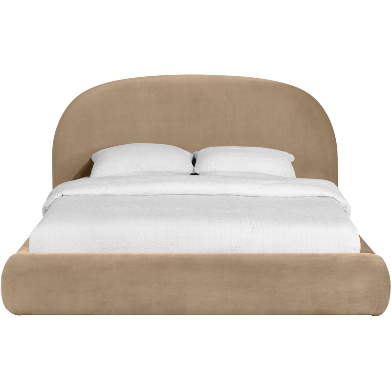 Meridian Furniture Celine Beige Velvet Upholstered Queen Bed