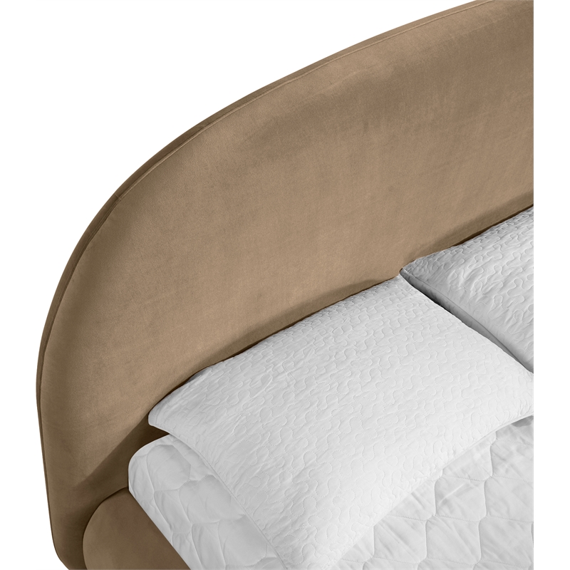 Meridian Furniture Celine Beige Velvet Upholstered Queen Bed