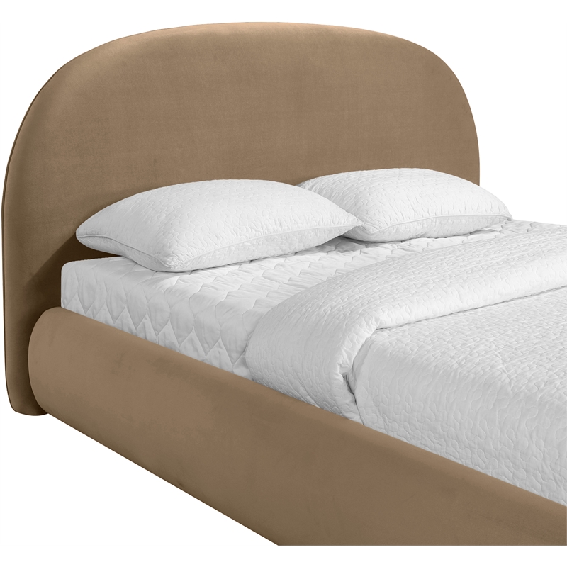 Meridian Furniture Celine Beige Velvet Upholstered Queen Bed