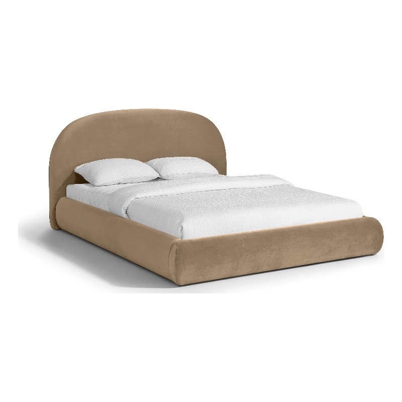 Meridian Furniture Celine Beige Velvet Upholstered Queen Bed