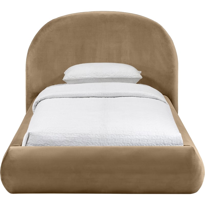 Meridian Furniture Celine Beige Velvet Upholstered Twin Bed
