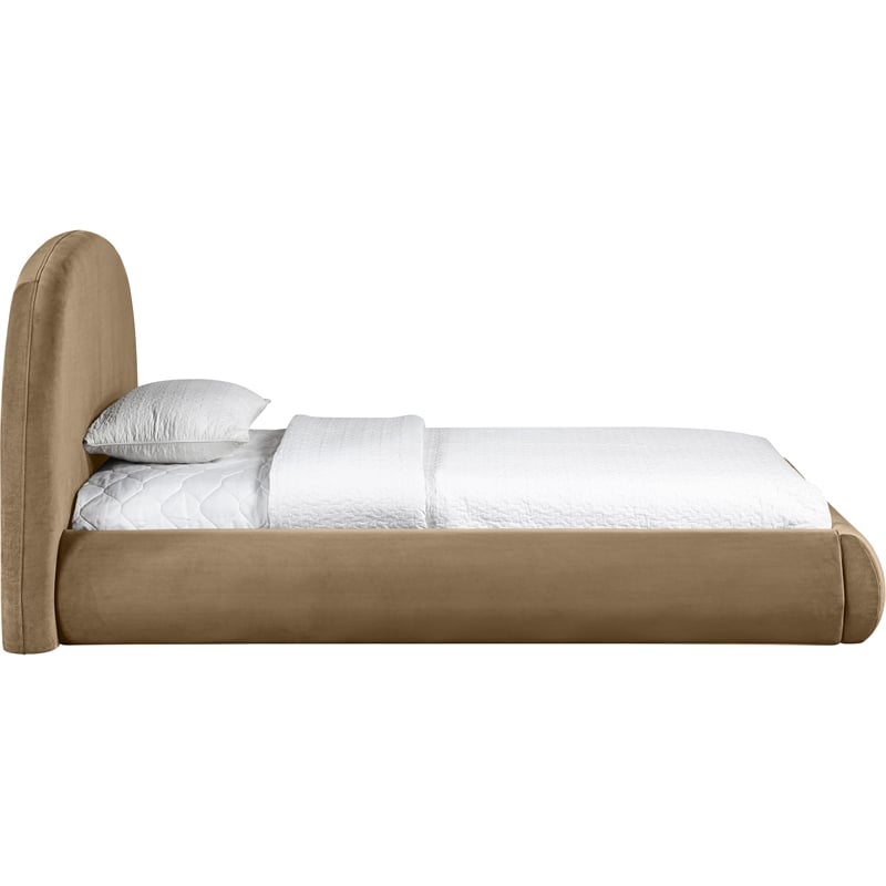 Meridian Furniture Celine Beige Velvet Upholstered Twin Bed