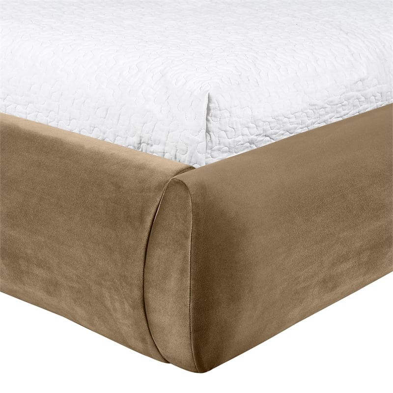 Meridian Furniture Celine Beige Velvet Upholstered Twin Bed