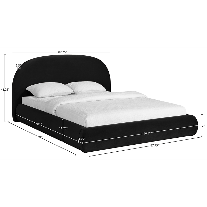 Meridian Furniture Celine Black Velvet Upholstered King Bed