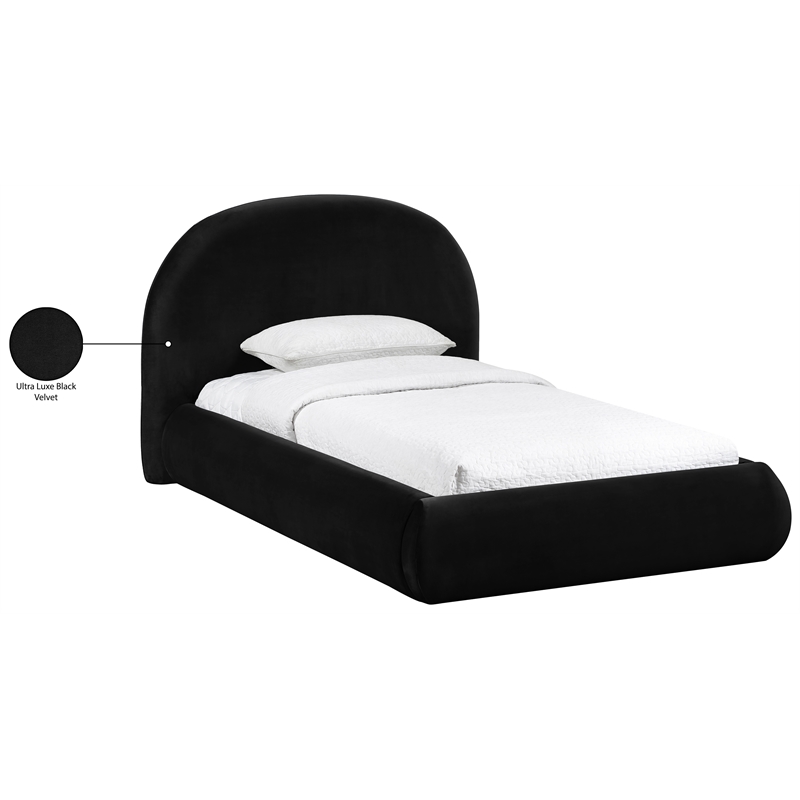 Meridian Furniture Celine Black Velvet Upholstered Twin Bed