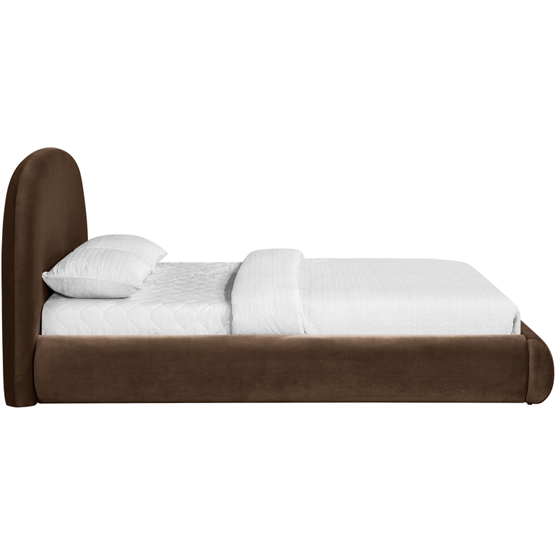 Meridian Furniture Celine Brown Velvet Upholstered Full Bed