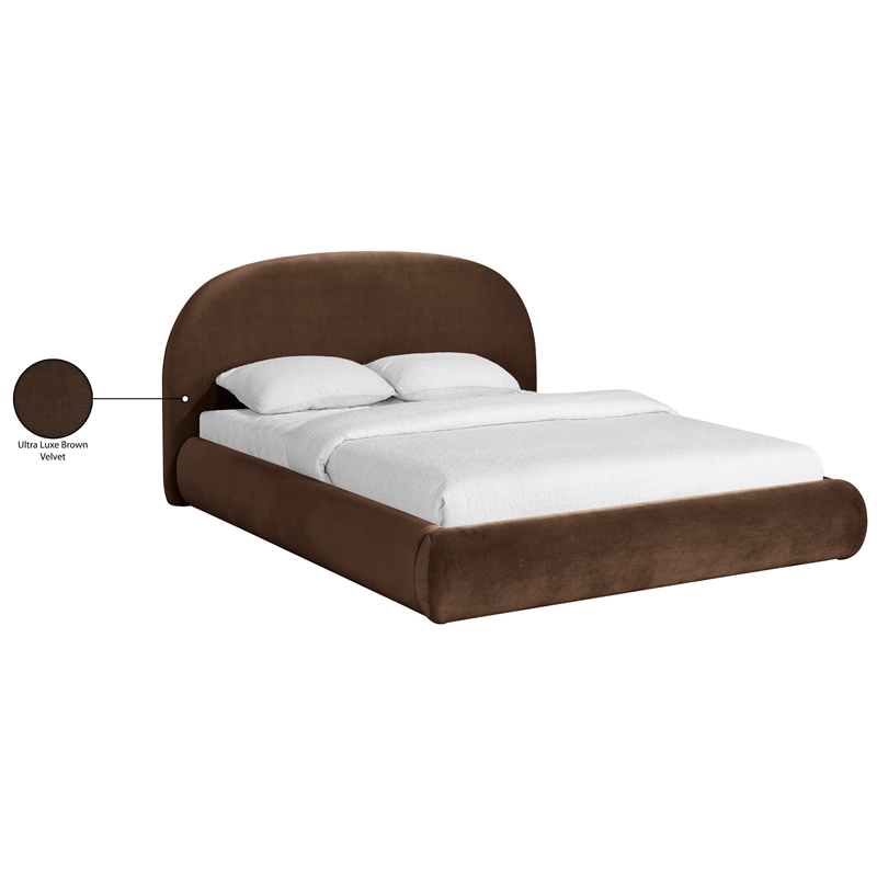 Meridian Furniture Celine Brown Velvet Upholstered Queen Bed