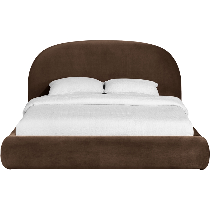 Meridian Furniture Celine Brown Velvet Upholstered Queen Bed
