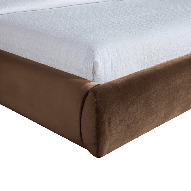 Meridian Furniture Celine Brown Velvet Upholstered Queen Bed