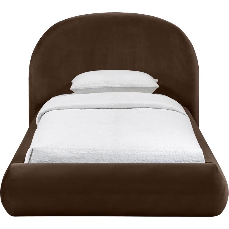 Meridian Furniture Celine Brown Velvet Upholstered Twin Bed