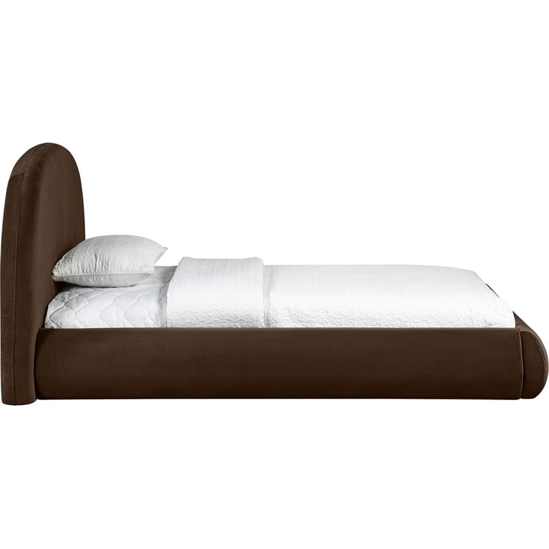Meridian Furniture Celine Brown Velvet Upholstered Twin Bed