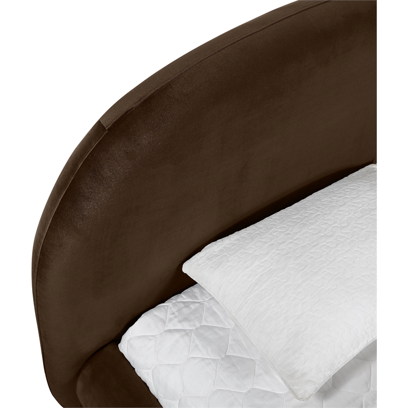 Meridian Furniture Celine Brown Velvet Upholstered Twin Bed