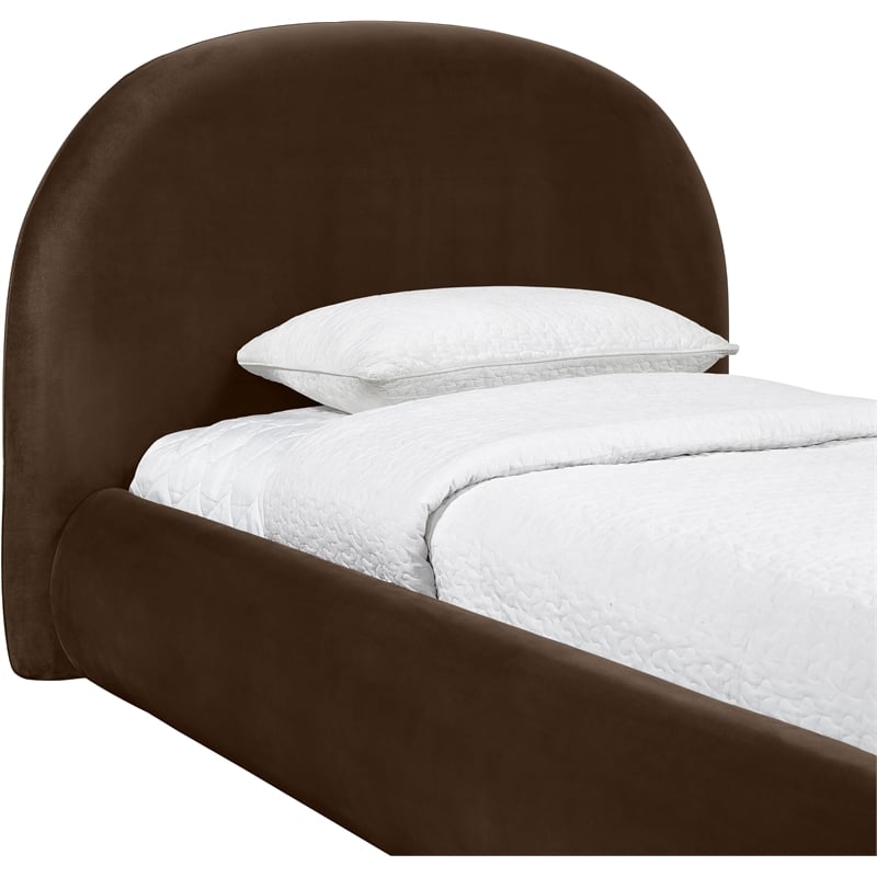 Meridian Furniture Celine Brown Velvet Upholstered Twin Bed
