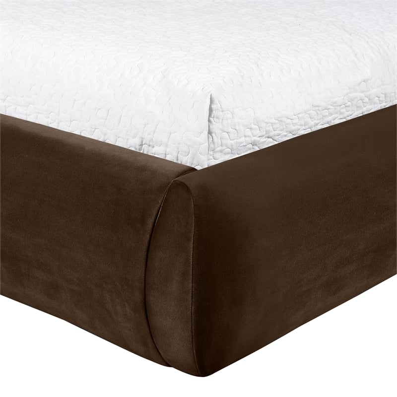 Meridian Furniture Celine Brown Velvet Upholstered Twin Bed