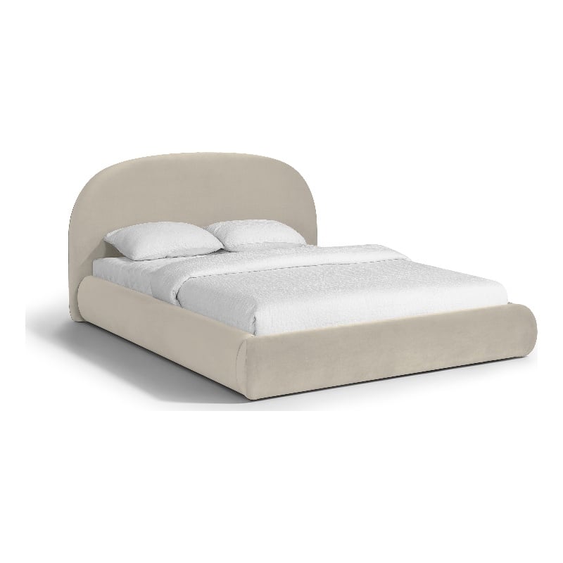 Meridian Furniture Celine Cream Velvet Upholstered Full Bed