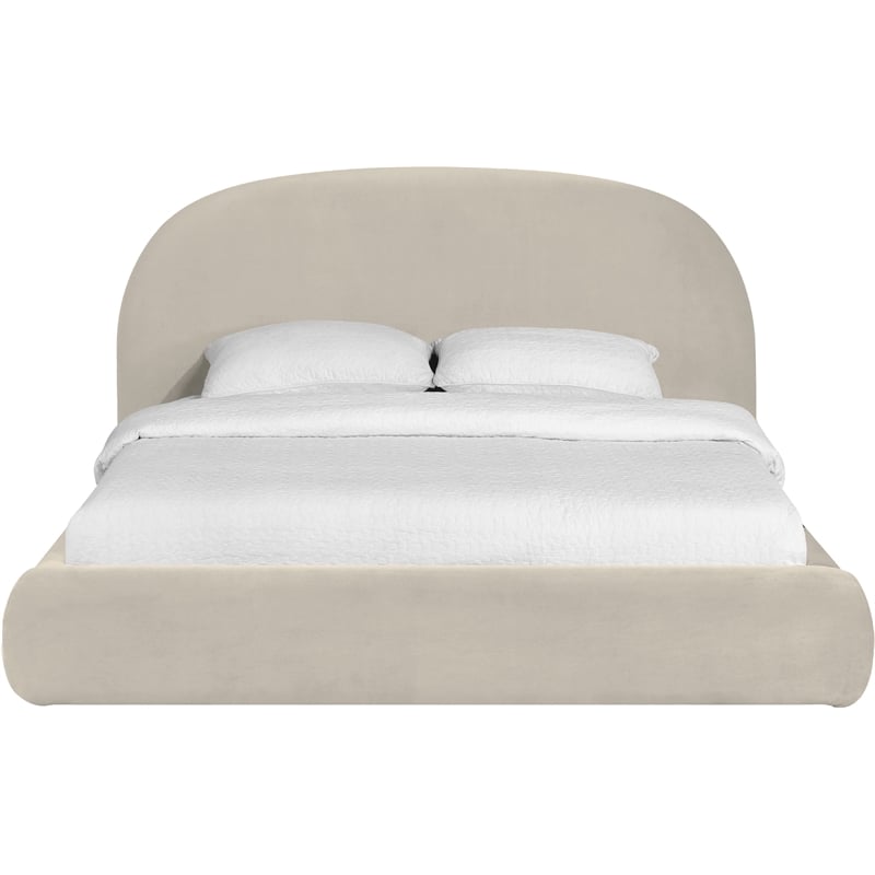 Meridian Furniture Celine Cream Velvet Upholstered Queen Bed