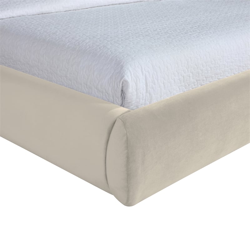Meridian Furniture Celine Cream Velvet Upholstered Queen Bed