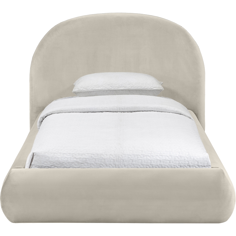 Meridian Furniture Celine Cream Velvet Upholstered Twin Bed