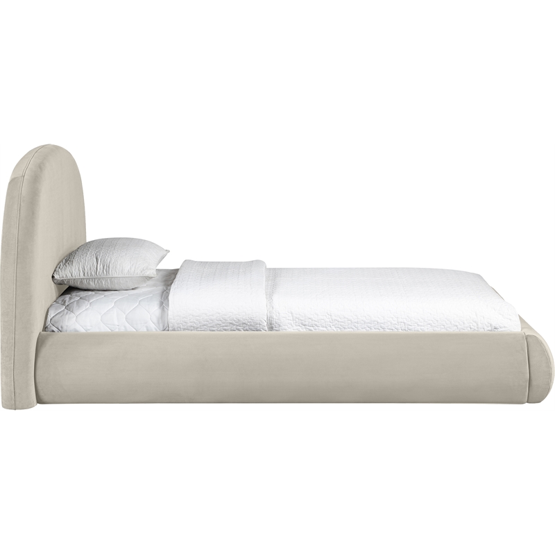 Meridian Furniture Celine Cream Velvet Upholstered Twin Bed