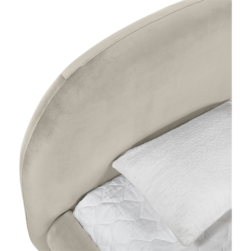 Meridian Furniture Celine Cream Velvet Upholstered Twin Bed