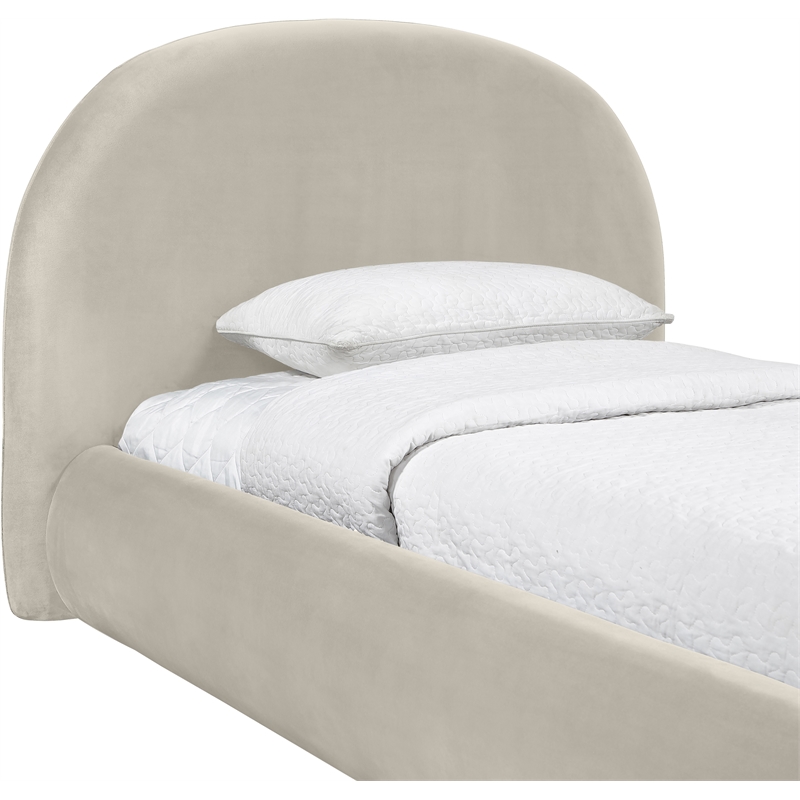 Meridian Furniture Celine Cream Velvet Upholstered Twin Bed
