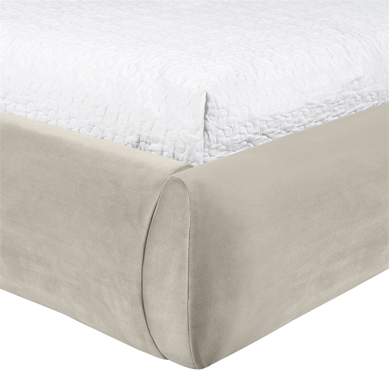Meridian Furniture Celine Cream Velvet Upholstered Twin Bed