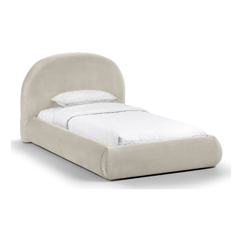 Meridian Furniture Celine Cream Velvet Upholstered Twin Bed
