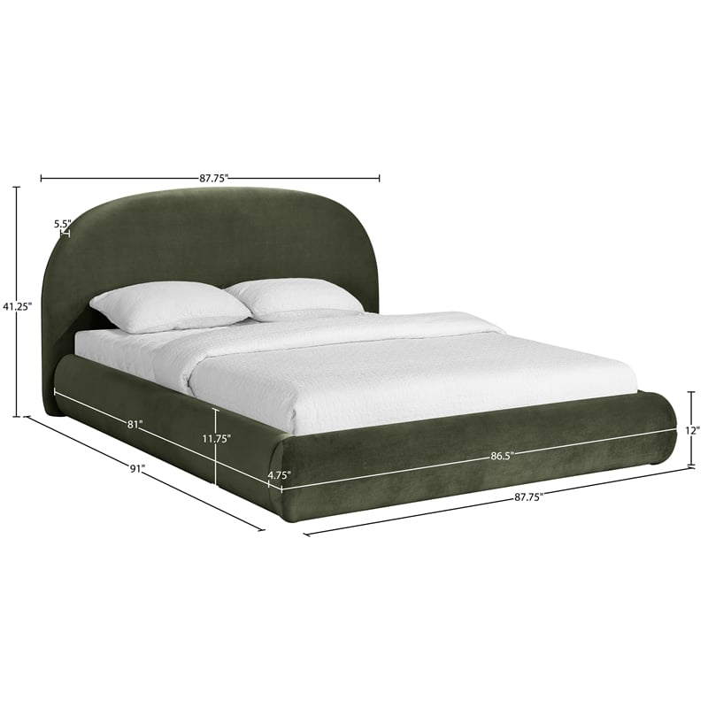 Meridian Furniture Celine Green Velvet Upholstered King Bed