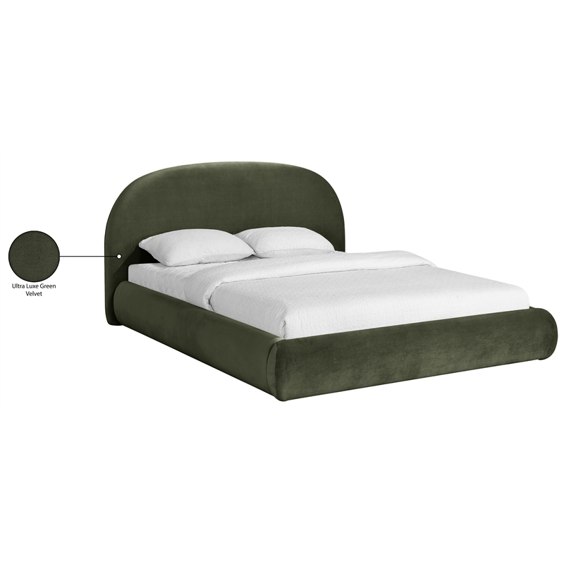 Meridian Furniture Celine Green Velvet Upholstered Queen Bed