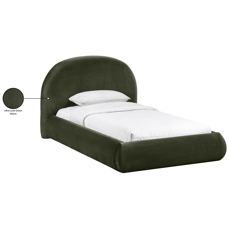 Meridian Furniture Celine Green Velvet Upholstered Twin Bed