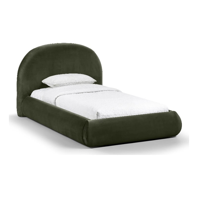 Meridian Furniture Celine Green Velvet Upholstered Twin Bed