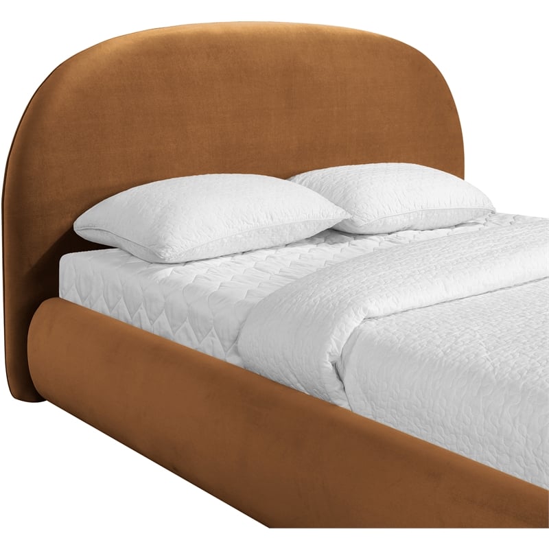 Meridian Furniture Celine Saddle Velvet Upholstered Queen Bed