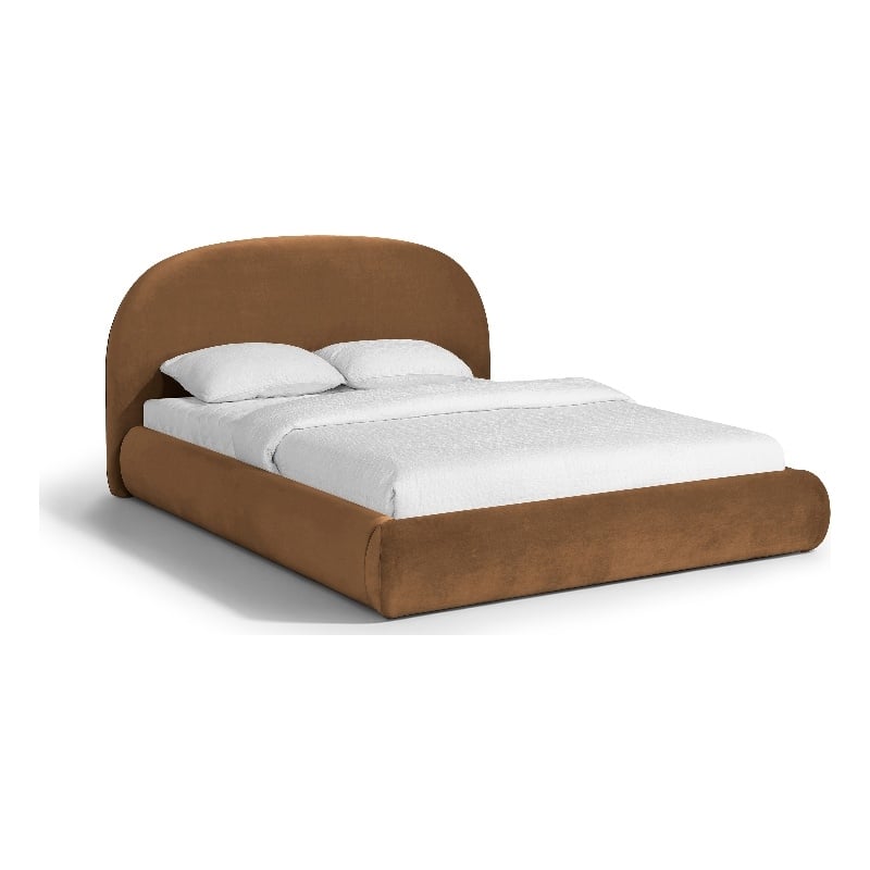 Meridian Furniture Celine Saddle Velvet Upholstered Queen Bed