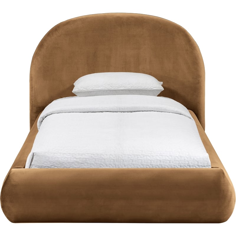Meridian Furniture Celine Saddle Velvet Upholstered Twin Bed
