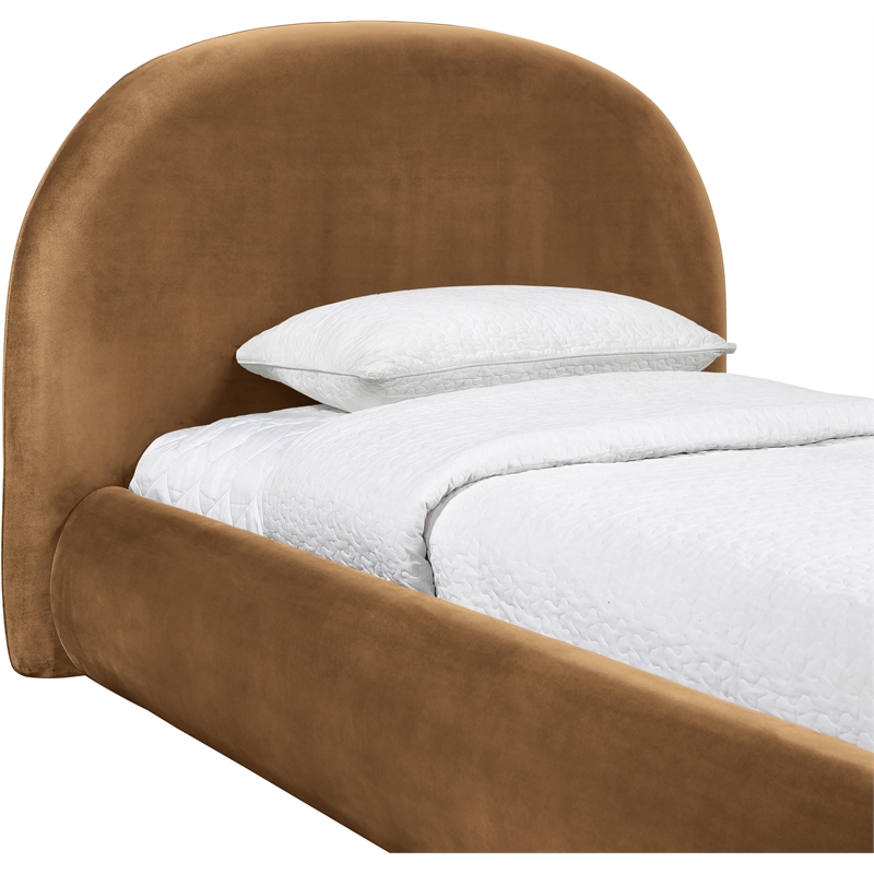Meridian Furniture Celine Saddle Velvet Upholstered Twin Bed