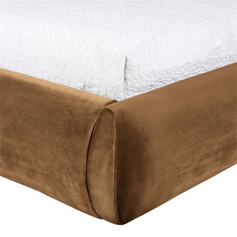 Meridian Furniture Celine Saddle Velvet Upholstered Twin Bed
