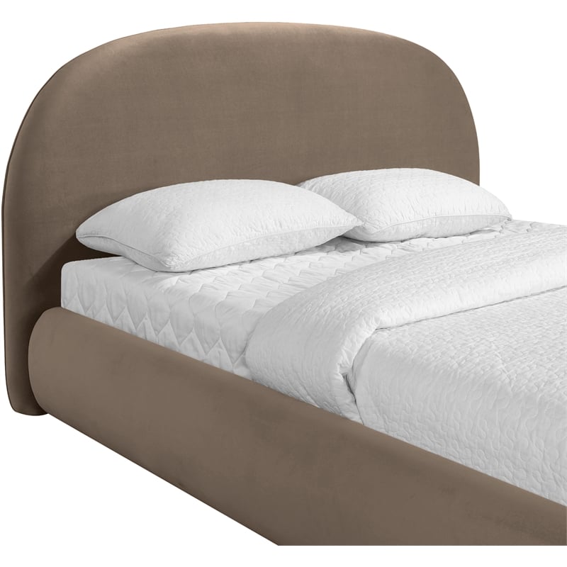 Meridian Furniture Celine Taupe Velvet Upholstered Full Bed