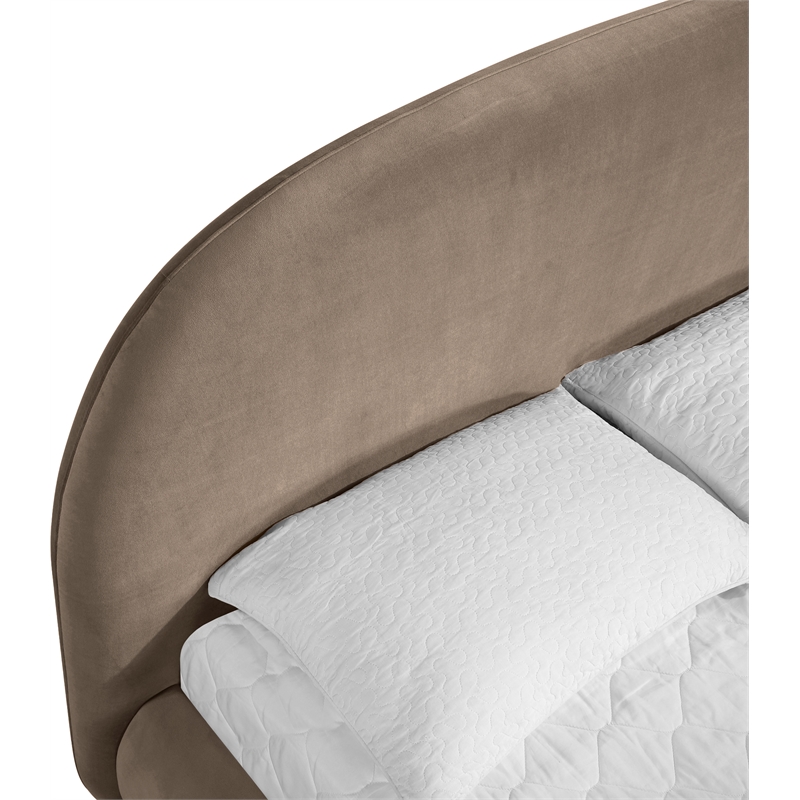 Meridian Furniture Celine Taupe Velvet Upholstered Queen Bed