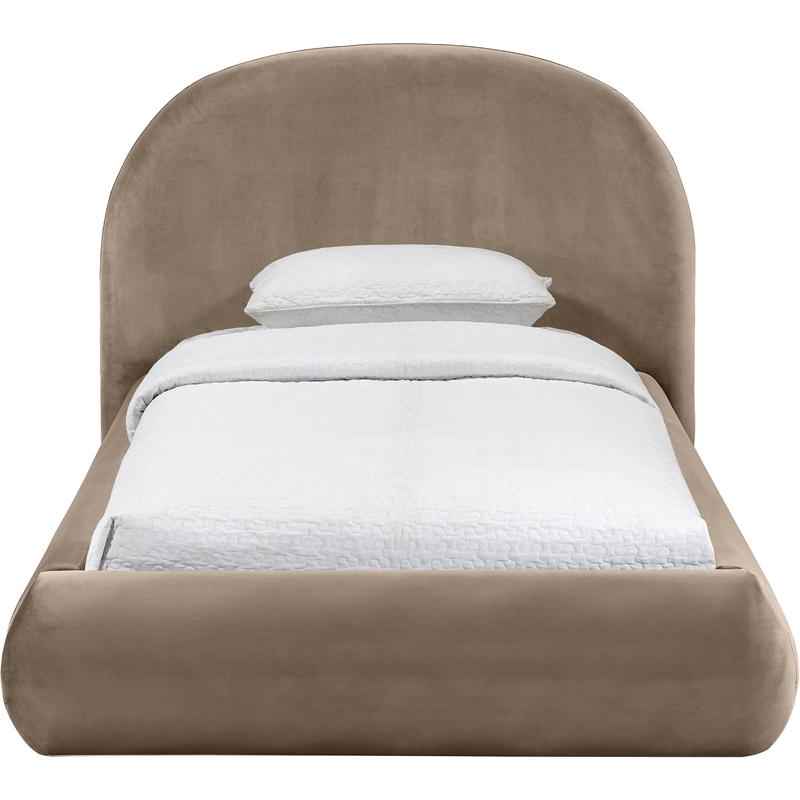Meridian Furniture Celine Taupe Velvet Upholstered Twin Bed