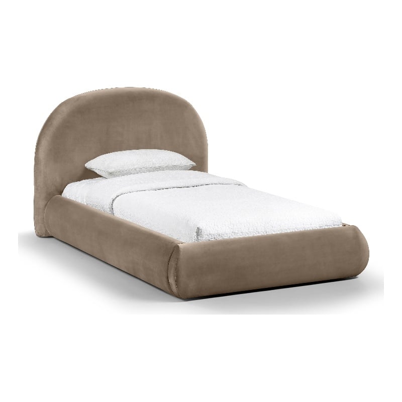 Meridian Furniture Celine Taupe Velvet Upholstered Twin Bed