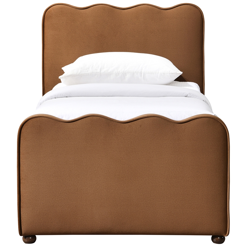 Meridian Furniture Gatsby Saddle Mohair Velvet Upholstered Twin Trundle Bed