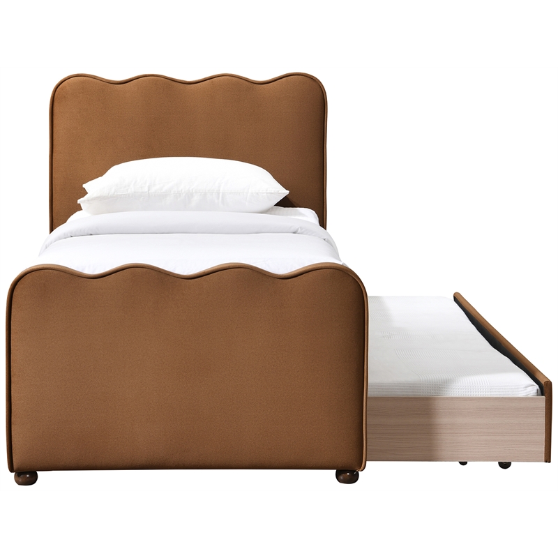 Meridian Furniture Gatsby Saddle Mohair Velvet Upholstered Twin Trundle Bed