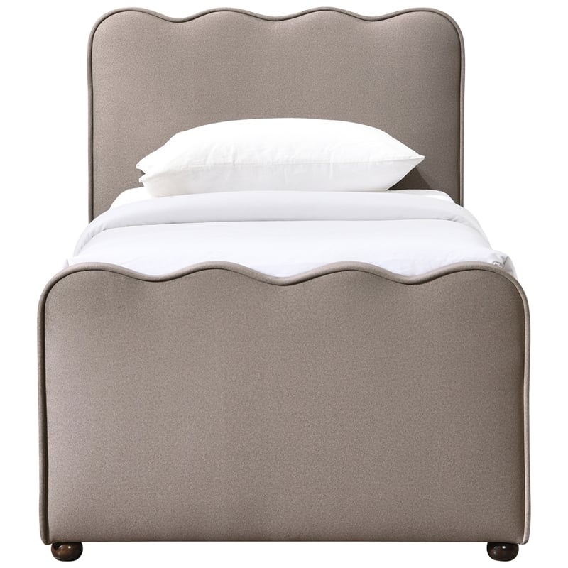 Meridian Furniture Gatsby Taupe Mohair Velvet Upholstered Twin Trundle Bed