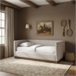 Meridian Furniture Teva Beige Linen Textured Fabric Upholstered Twin Daybed